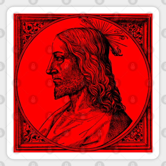 Medieval Christ Engraving - Timeless Spiritual Art Magnet by Helgar